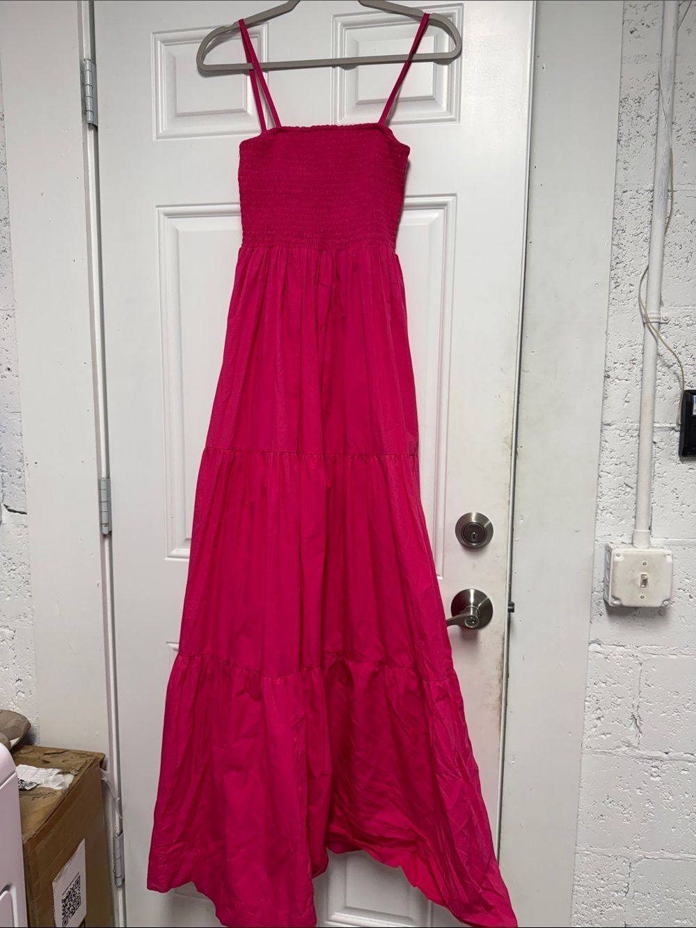 S/W/F Size Small NWOT - Strappy Smocked Maxi Dress in Bright Fuchsia Pink